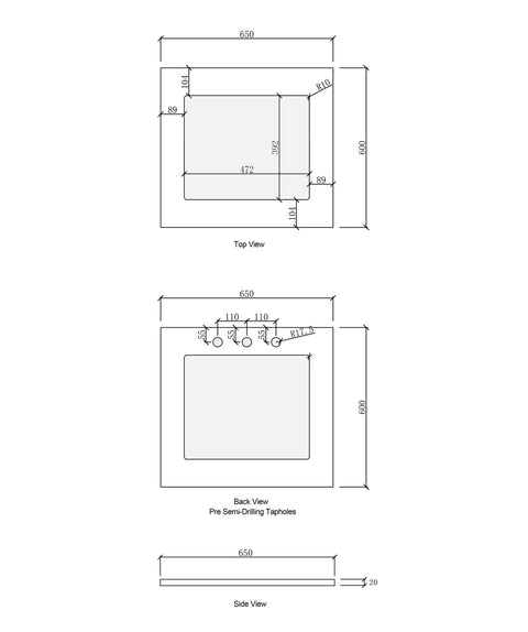 Hampshire White Base Cabinet Laundry (650mm)