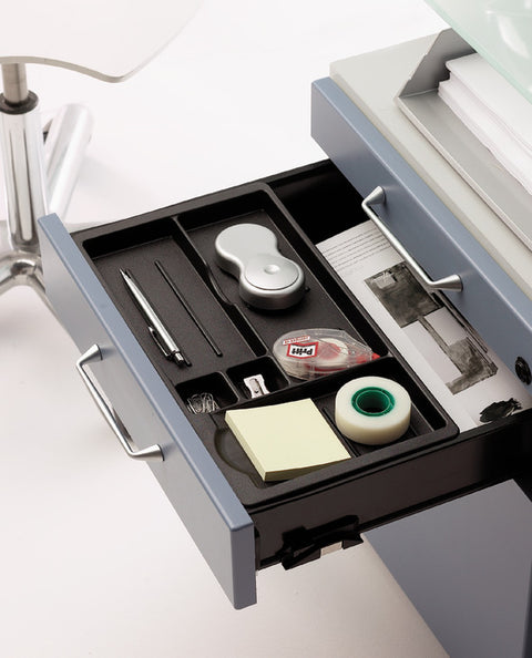 The Häfele sliding pencil tray Standard shown fitted in a drawer
