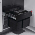 Hailo Tandem-S pull-out waste bin system 28L with black inner pails in a kitchen cabinet