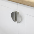 Half Moon Furniture Pull Handle Material Aluminium Colour/Finish Nickel-plated brushedBrass brushedBlack mattWhite matt Hole centre 64 mm Note Please order screws separately:022.35.225: 22mm Screws for use with all Häfele handles where panel thickness is