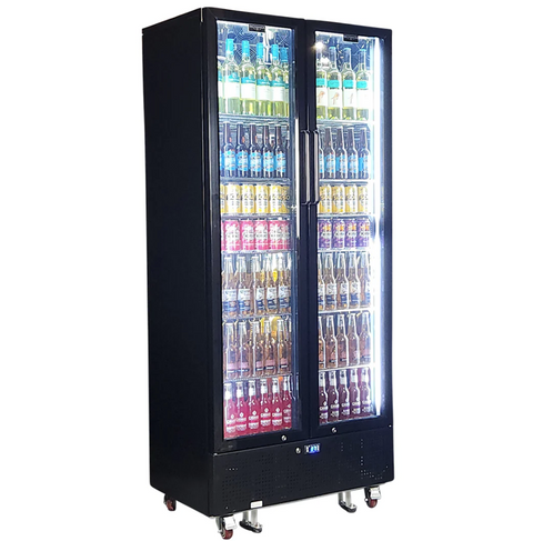 Schmick Upright Classy Energy Efficient 2 Door Heated Glass Bar Fridge - Model SK668-B-HD