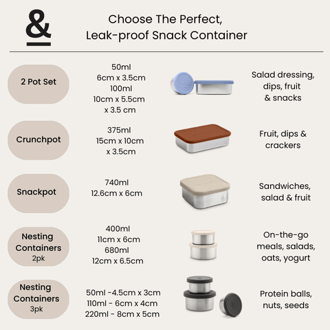2 Pot Set - Stainless Steel Snack Containers