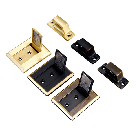 Flush Magnetic Solid Brass Door Stop | Polished Gold