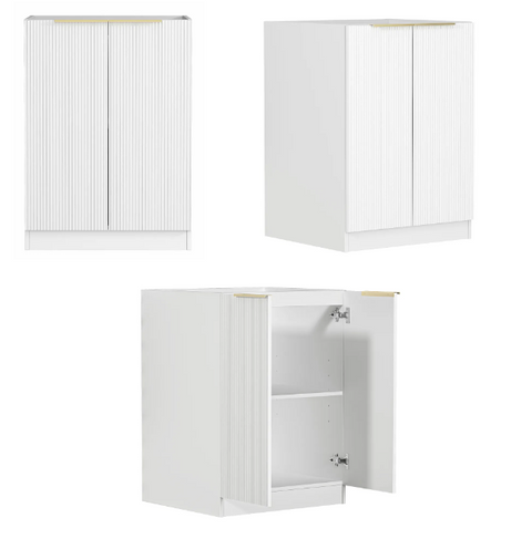 BURLEIGH White Laundry Cabinet with Stone Top Set 1715x600x2100mm (Style B)