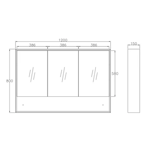 BYRON Mirror Shaving Cabinet 1200mm Natural Oak