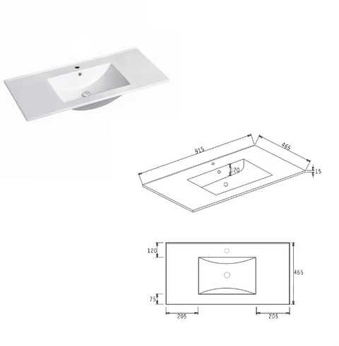 BOSTON Wall Hung Vanity 900mm Matte White-Clearance