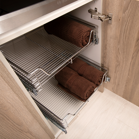 PULL OUT CHROME BASKET, 145MM HEIGHT, 450MM MODULE