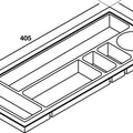 Dimensioned drawing of the Häfele sliding pencil tray for Maxfit drawers, showing overall sizes in millimetres