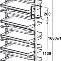 Pull out Shoe Rack Version Pull out show rack rotates through 180° Material Hanging frame: Steel, Shelves: Plastic Finish: BlackWhite Installation: Screw fixing to base panel and shelf For internal cabinet height (mm): 1,680/1000 Load bearing capacity (kg