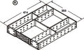 Dimensioned drawing of the Häfele stainless steel drawer organiser, showing overall sizes in millimetres