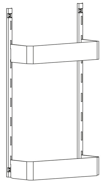 Dimensioned drawing of the Häfele Utensio Plus H2 door rack, showing overall sizes in millimetres (1 of 3)