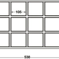 Dimensioned drawing of the Häfele 12-compartment felt-lined drawer insert, showing overall sizes in millimetres
