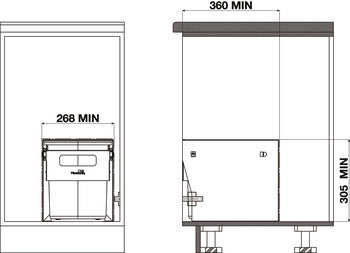 Waste Bin Hideaway Compact Floor Mount Handle-Pull Single 15L HCF115H