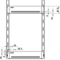 Dimensioned drawing of the Häfele Utensio Plus H2 door rack, showing overall sizes in millimetres (2 of 3)