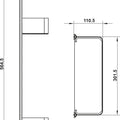 Dimensioned drawing of the Häfele Utensio Plus H2 door rack, showing overall sizes in millimetres (3 of 3)