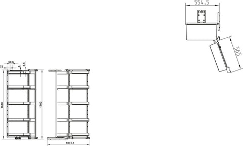 Häfele Utensio deluxe pantry unit dimensions