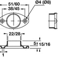 Häfele Round Rail End Support dimensions