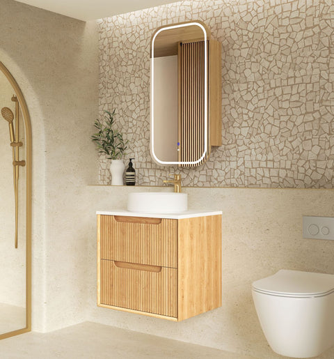 BYRON Fluted Wall Hung Vanity Woodland Oak (All Sizes)