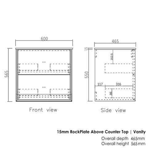 BOSTON Wall Hung Vanity 600mm Light Grey-Clearance