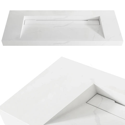 Moonlight Solid Surface Basin with Optional Mixer & Bottle Trap (Rectangle: 1500x460x80)
