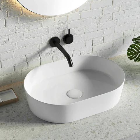 QUAY Gloss White Ceramic Basin (Oval: 500x340x120)
