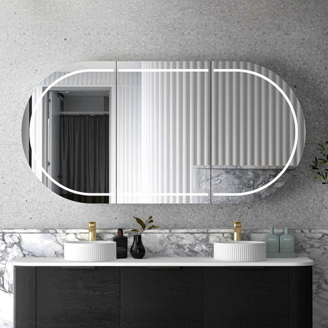 LED COOGEE Shaving Cabinet 1800mm Black Oak