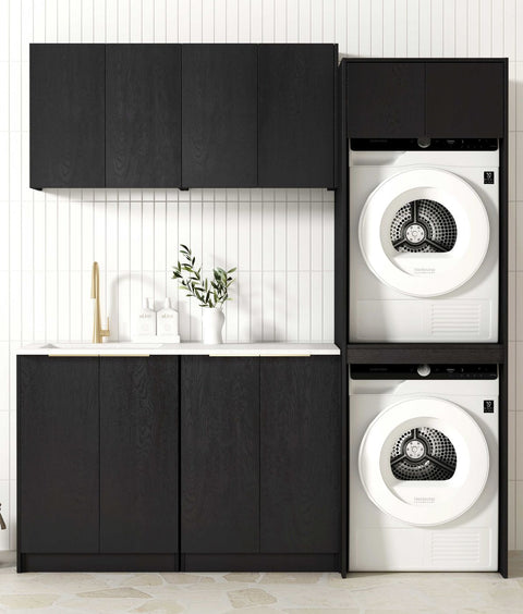 Byron Black Oak Cabinet Laundry Set 1960x600x2100 (Style C)