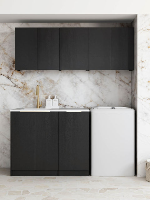 Byron Black Oak Cabinet Laundry Set 1715x600x2100 (Style B)