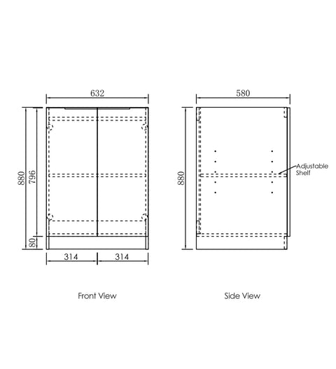 Byron Natural Oak Laundry Cabinet with Stone Top Set 1300x600x900mm