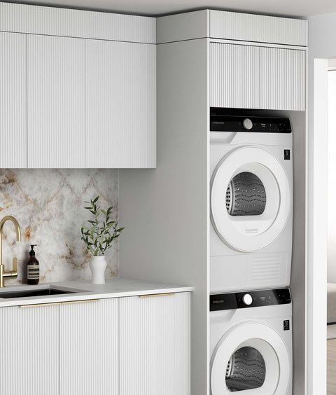 BURLEIGH White Laundry Cabinet with Stone Top Set 1715x600x2100mm (Style C)