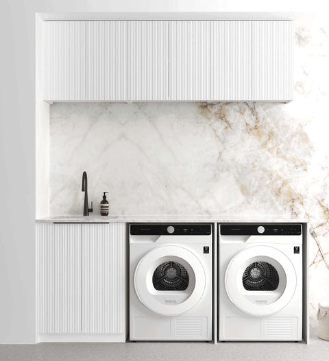 BURLEIGH White Laundry Cabinet with Stone Top Set 1960x600x2100mm (Style A)
