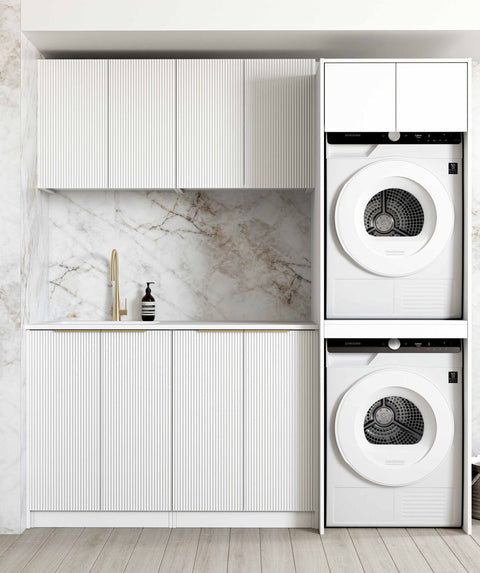 BURLEIGH White Laundry Cabinet with Stone Top Set 1960x600x2100mm (Style C)