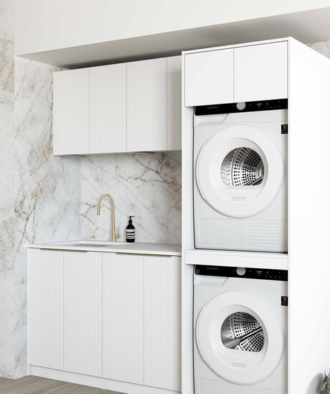 BURLEIGH White Laundry Cabinet with Stone Top Set 1960x600x2100mm (Style C)