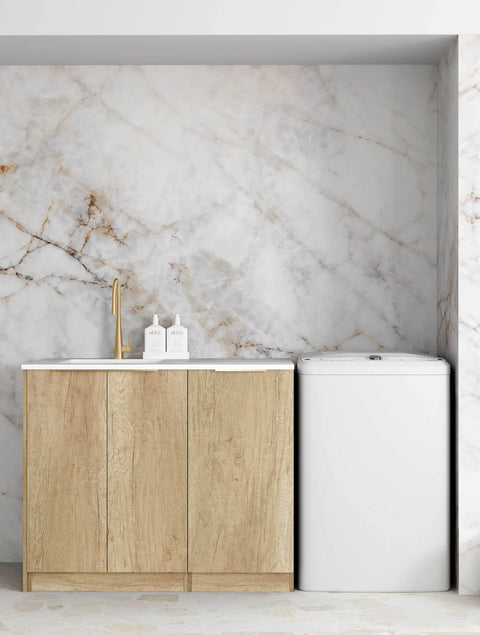 Byron Natural Oak Laundry Cabinet with Stone Top Set 1060x600x900mm