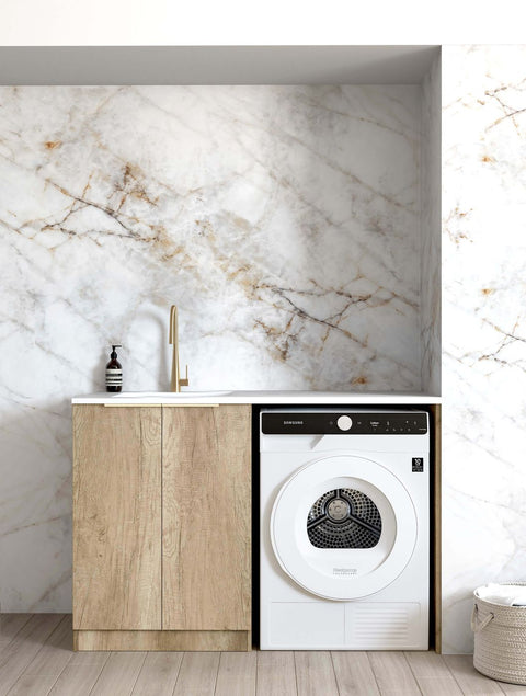 Byron Natural Oak Laundry Cabinet with Stone Top Set 1300x600x900mm