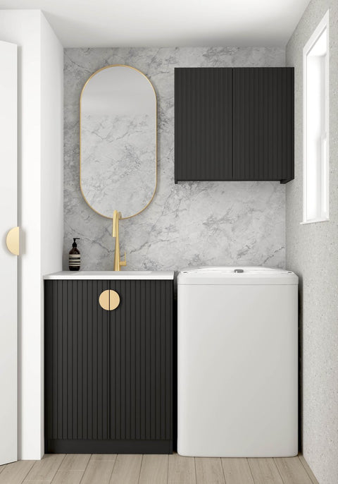 Marlo Black Mini Laundry (Wall and Base Cabinet Set 650mm)