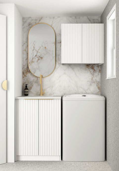 Noosa White Mini Laundry (Wall and Base Cabinet Set 650mm)