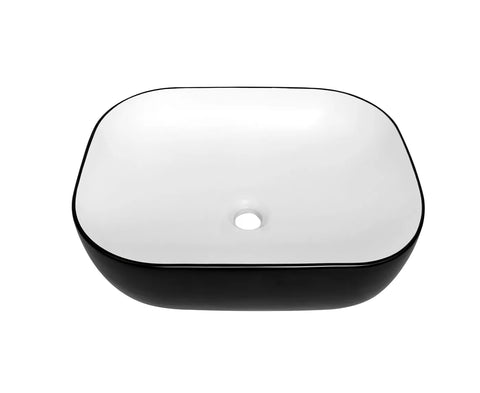 Artis O'96 455x325x135 Matte Black & Gloss White Oval Basin Ultra Slim