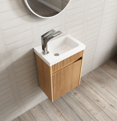 Otti Mini Ensuite Fluted Vanity 400mm (Woodland Oak)