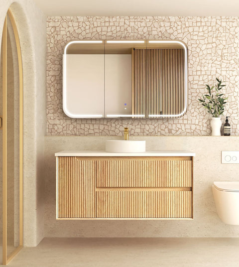 BYRON Fluted Wall Hung Vanity Woodland Oak (All Sizes)