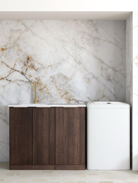 Havana Walnut Laundry Cabinet with Stone Top Set 1060x600x900mm