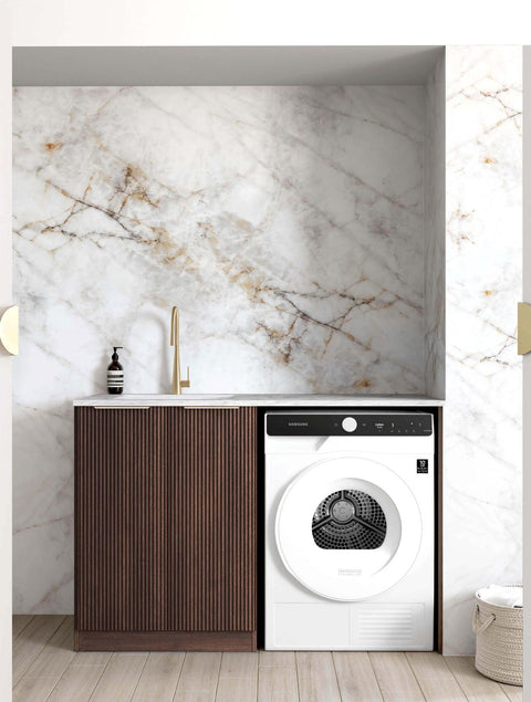 Havana Walnut Laundry Cabinet with Stone Top Set 1300x600x900mm