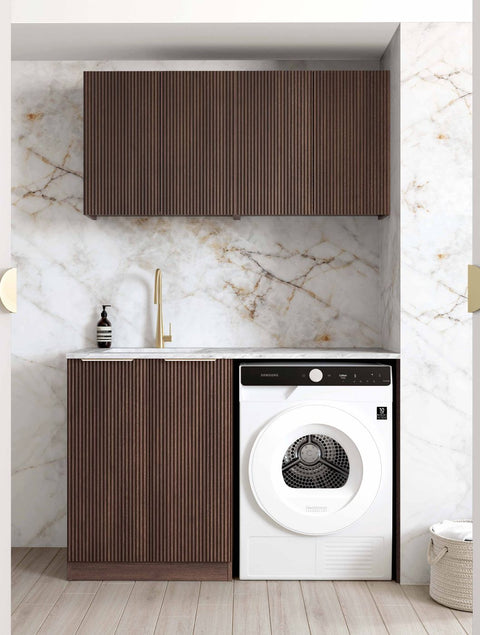 Havana Walnut Laundry Cabinet with Stone Top Set 1305x600x2100mm (Style B)