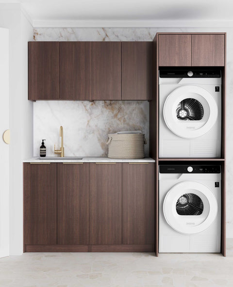 Havana Walnut Laundry Cabinet with Stone Top Set 1960x600x2100mm (Style C)