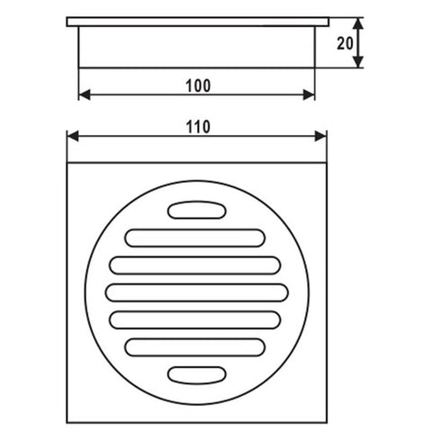 Square Black Brass Floor Waste Shower Grate Drain Outlet 100mm