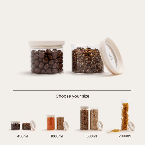 Wategos Round Glass Pantry Jars | Oat Milk