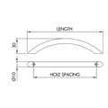 Dimensions drawing 1 — Bow Cabinet Handle | Ø10mm