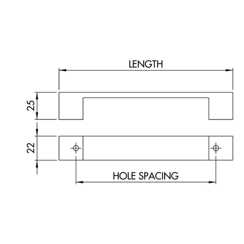 Dimensions drawing 1 — Handle Style 323 — Brushed Nickel