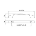 Dimensions drawing 1 — Cabinet Handle — Polished Chrome