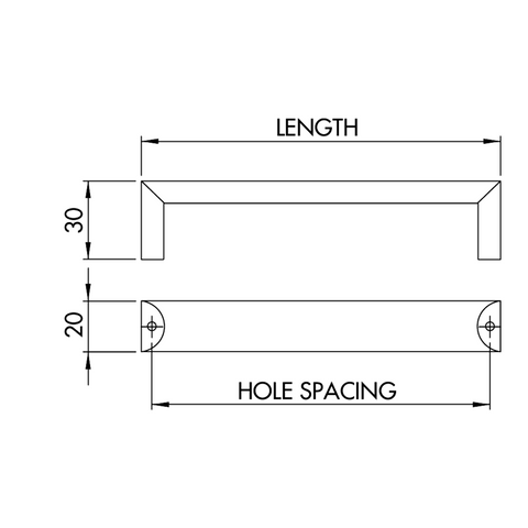 Dimensions drawing 1 — Handle Style 334 | 96–320mm